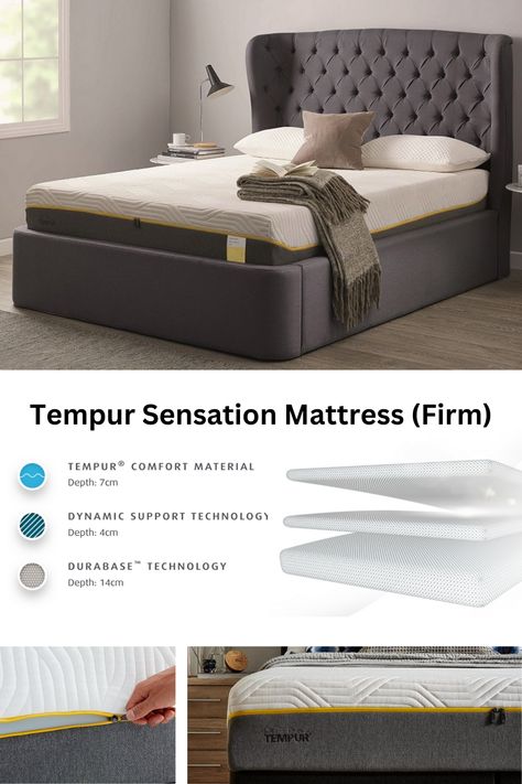 Looking for a comfortable firm mattress? The TEMPUR® Sensation Elite mattress has a firm comfort grade, Dynamic Support layers, and CoolTouch™ technology to manage heat, it ensures a restful sleep. With NASA-developed technology and DuraBase™ foam, this 25cm deep mattress offers durability. With removable and washable cover. Enjoy a 10-year warranty. Read more! #sleep #mattress More Sleep, Mattresses Reviews, Sleep Mattress, Firm Mattress, Mattress Springs, Restful Sleep, Shopping Hacks, Nasa, Mattress