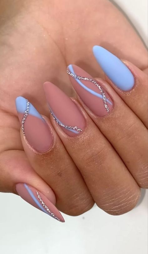 Formal Nails, Chic Nails, Fancy Nails, Short Acrylic Nails, Best Acrylic Nails, Long Acrylic Nails, Cute Acrylic Nails, Acrylic Nail Designs, Blue Nails