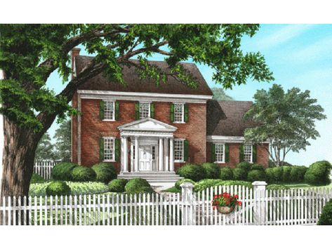 Traditional House Plan Front Image - 128D-0299 | House Plans and More Greek Revival House Plans, Southern Colonial House Plans, Classic Colonial Homes, Southern Colonial, Colonial House Exteriors, Colonial Style House Plans, Colonial House Plans, Colonial Home, Shingle Exterior