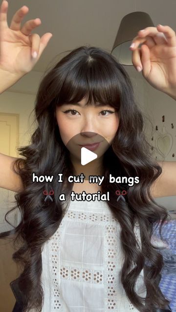 annie x3 on Instagram: "how I cut my bangs - a tutorial 🩷" Bang Tutorial Cut, How Cut Bangs Tutorials, Bangs Tutorial Cut, Cut Bangs Tutorial, Split Bangs, Cut Bangs, Bangs Tutorial, Split Dyed Hair, How To Cut Bangs