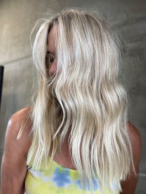 Medium Length Bright Blonde Hair, Bright Lived In Blonde, Bright Blonde With Lowlights, Bright Blonde Hair With Dimension, Lived In Bright Blonde, Beachy Blonde Hair, Blonde Light Brown Hair, Blended Blonde, Hairstyle Highlights