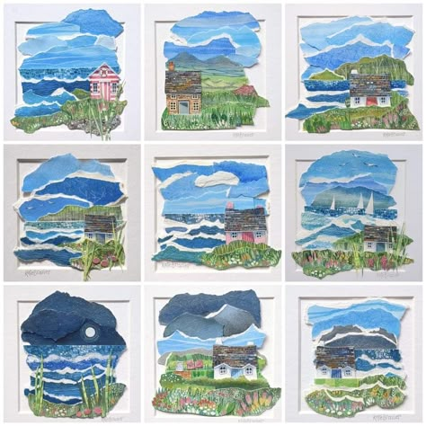 Paper Collage Art Landscape, Primary School Art, Collage Landscape, Cut Paper Illustration, Watercolor Collage, 6th Grade Art, Collage Art Projects, Paper Collage Art, Art Lessons For Kids