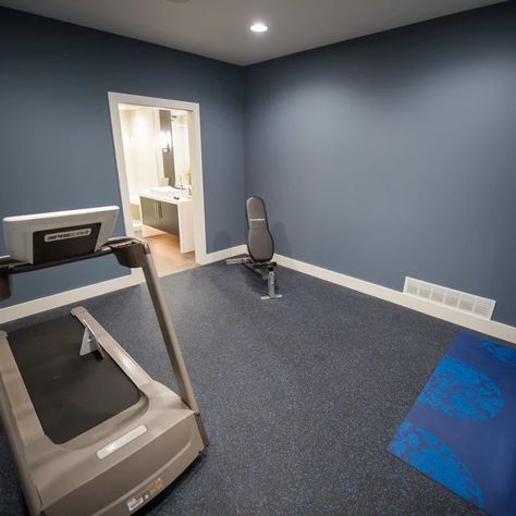 Exercise Room Paint Colors, Small Home Gym Paint Colors, Paint Color For Home Gym, Best Paint Color For Home Gym, Workout Room Paint Colors Home Gyms, Home Gym Wall Color Ideas, Basement Gym Paint Colors, Best Home Gym Paint Colors, Blue Garage Walls