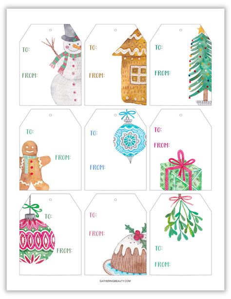 Free Christmas Printables Vintage, Diy Christmas Gift Tags, Free Holiday Gift Tags, Happy Holidays Gift Tags, Printable Holiday Tags, Free Christmas Tags, Homemade Gift Tags, Free Christmas Tags Printable, Free Printable Christmas Gift Tags