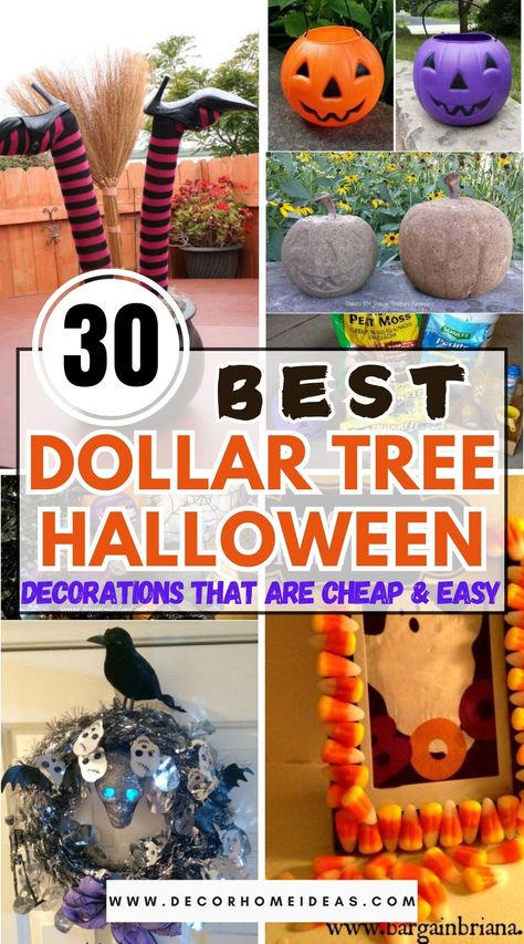 Best Dollar Store Halloween Crafts And Decorations. Trying to spruce up your home with some Halloween fright, but don't want to spend a lot? Well, there are many awesome spooky crafts you can make yourself with just a few simple, cheap supplies from the dollar store. #decorhomeideas Dollar Tree Halloween Diy Spider, Best Diy Halloween Decorations Outside, Dollar Tree Fall Decor Diy Outside, Halloween Crafts Dollar Store, Holloween Decore Idea Dollar Tree, Dollar Store Halloween Ideas, Halloween Dollarstore Diy, Dollar Tree Outdoor Fall Decor Diy, D.i.y Halloween Decorations