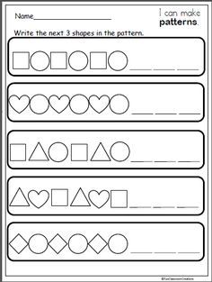 Made By Teachers - Printable Worksheets and Activities Kindergarten Patterning, Preschool Pattern Worksheets, Patterns Math, Pattern Worksheets For Kindergarten, Patterning Kindergarten, Preschool Patterns, Shapes Worksheet Kindergarten, Ab Patterns, Abc Patterns