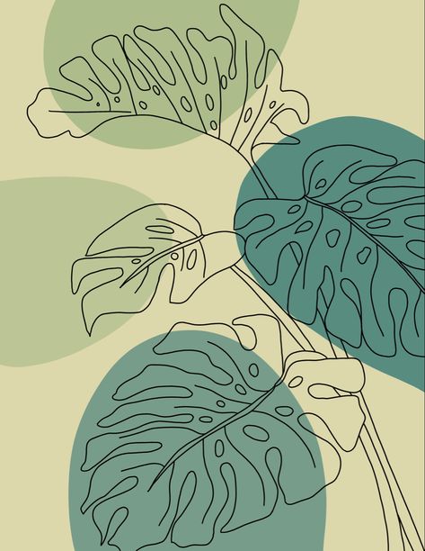 Abstract shades of green background with monstera leaf line art. Green Aesthetic Wallpaper Drawing, Leaf Wallpaper Aesthetic, Plant Theme Wallpaper, Leaf Background Aesthetic, Green Wallpaper Plants, Monstera Wallpaper Aesthetic, Monstera Plant Wallpaper, Monstera Aesthetic, Monstera Mural