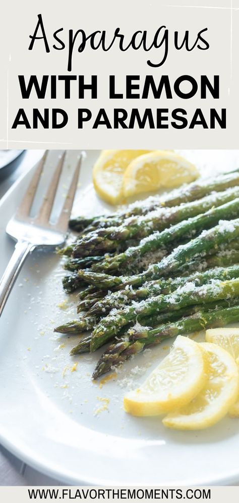 This Asparagus with Lemon and Parmesan recipe is elegant, delicious and so easy to make! The asparagus is roasted to perfection, then tossed with fresh lemon juice and topped with grated parmesan. It’s a versatile, healthy side dish that’s downright addictive! This oven roasted asparagus is tender, caramelized and completely addicting, and I may or may not have eaten the entire pan. Fresh Asparagus Recipes Ovens, Pan Seared Asparagus Recipe, Creamed Asparagus Recipes, How To Cook Asparagus In The Oven, Roast Asparagus In Oven, Mediterranean Asparagus, Oven Roasted Asparagus Recipes, Fresh Asparagus Recipes, Roasted Asparagus Parmesan