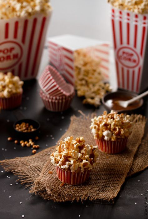 Brown Butter Salted Caramel Popcorn Cupcakes | urbanbakes.com Dainty Cakes, Popcorn Cupcakes, Salted Caramel Popcorn, Salty Popcorn, Cupcake Images, Easter Cookie, Cupcake Bakery, Cupcakes Decorados, Caramel Popcorn