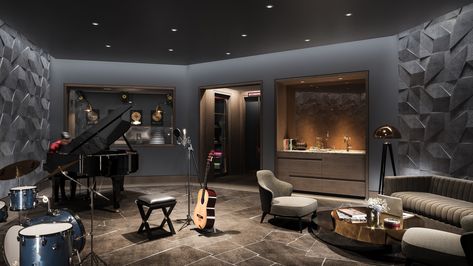 Studio Music Room, Music Room Design, Home Music Rooms, Recording Studio Design, Home Studio Setup, Music Studio Room, Deco Studio, Home Studio Music, Studio Room