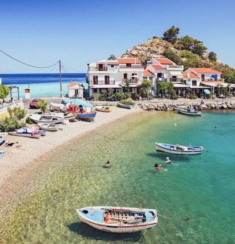 Discover 12 of the best beaches in Samos | Discover Greece Greece Beaches, Europe Places, Samos Greece, Aegean Islands, Greece Beach, Family Vacay, Cape Verde, Greece Holiday, Sea Kayaking