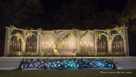 Outdoor Night Wedding, Lehenga Kurta, Reception Stage Decor, Wedding Setup, Wedding Stage Backdrop, Wedding Stage Decor, Reception Backdrop, Wedding Reception Backdrop, Wedding Decor Photos