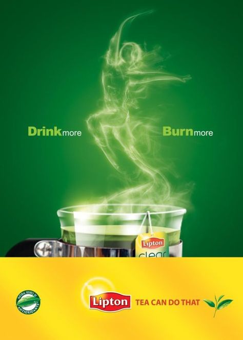 Green Tea Creative Ads, Tea Advertising Design, Clever Campaigns, Tea Campaign, Tea Advertisement, Tea Ads, Tea Advertising, Lipton Green Tea, Tea Poster