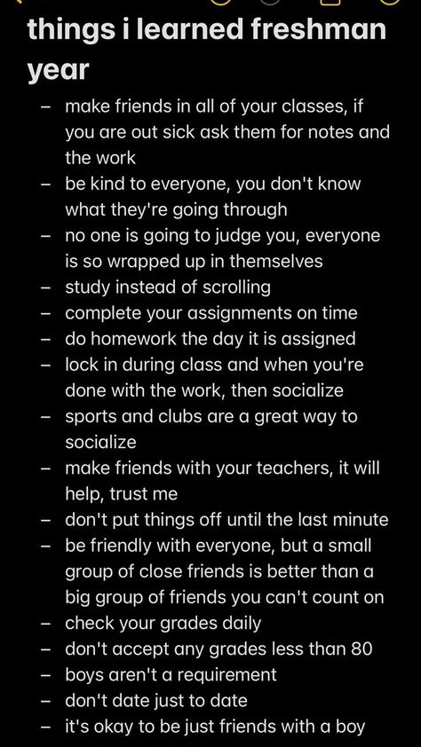 Back To School Highschool Freshman Tips, Highschool Back To School List, High School Freshman School Supply List, First Year Of Highschool, Highschool Essentials Freshman Year, Highschool Must Haves, First Day Of School Tips Highschool, Freshman Advice Highschool, College Advice Freshman Tips