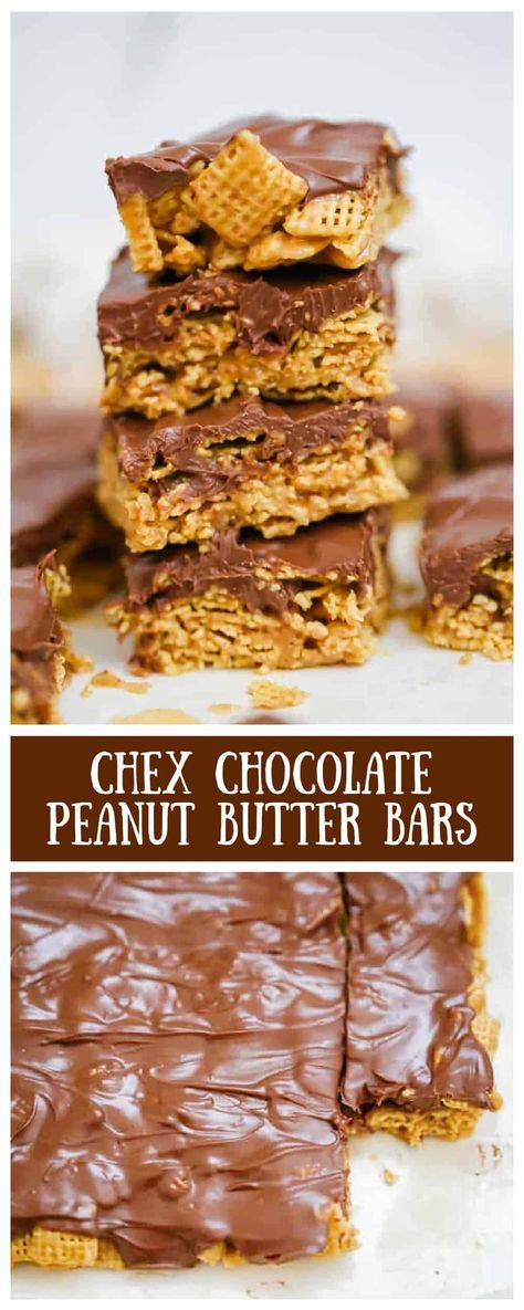 Chex Chocolate Peanut Butter Bars Rice Chex Peanut Butter Bars, Recipes Using Wic Cereal, Wheat Chex Cereal Recipes, What To Do With Chex Cereal, Chex Mix Bars Recipes, Chex Mix Dessert Recipes, Chex Recipes Sweet, Rice Chex Bars, Recipes Using Chex Cereal