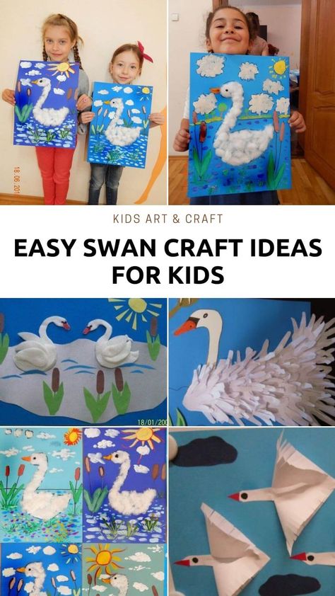 Swan Crafts For Kids, Swan Craft, Third Grade Art Project, Cotton Ball Crafts, Goose Craft, Toddler Fine Motor Activities, Duck Crafts, Swan Pictures, Swan Painting