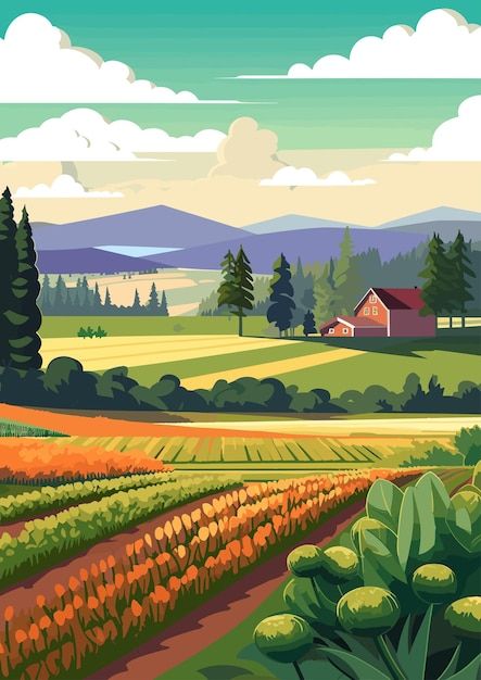 Vegetable flat vector art illustration | Premium Vector #Freepik #vector #farmer-farming #farming #agriculture-farming #corn-field Sustainable Farming Illustration, Organic Farming Illustration, Farming Background, Agriculture Illustration, Farming Illustration, Environment Composition, Farming Art, Farmer Illustration, Agriculture Art