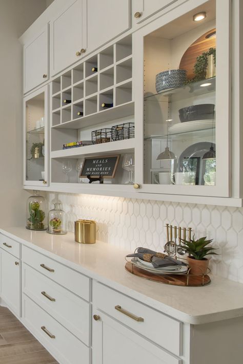 Kitchen Cabinet With Bar Counter, Kitchen Bar Cabinets, Built Ins For Kitchen, Build In Buffet Dining Room, Kitchens With Built In Hutches, Built Ins In Kitchen, Built In Buffet Coffee Bar, Kitchen Coffee Bar Ideas Built Ins, Cabinetry In Dining Room