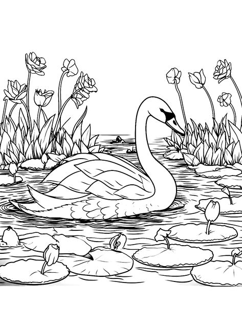 Swans - Lol Coloring Pages Lily Coloring Pages, Swan Coloring Pages, Swan Illustration, Swan Drawing, Lol Coloring Pages, Lol Coloring, Wedding Coloring Pages, Swan Wedding, Koi Art