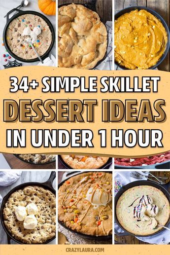 If you're looking for a simple but still super tasty dessert recipe to try, check out these incredibly easy one pan skillet desserts and ideas to make at home! Easy Skillet Desserts, Stove Top Dessert Recipes, Mini Skillet Desserts, Mini Cast Iron Skillet Recipes Desserts, Cast Iron Skillet Dessert Recipes, Skillet Desserts Cast Iron, Cast Iron Skillet Recipes Dessert, Mini Skillet Recipes, Cast Iron Dessert Recipes