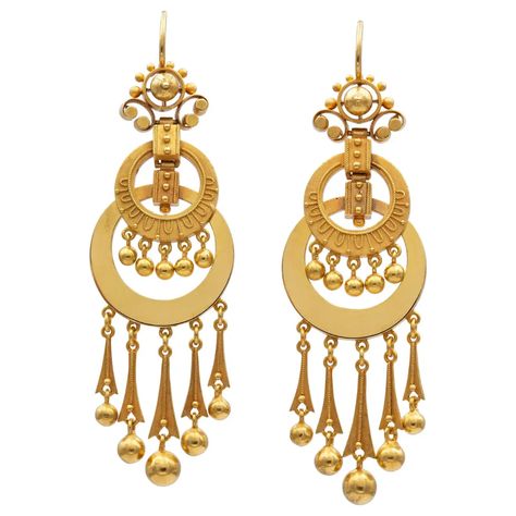 Pair of Victorian Gold Drop Earrings For Sale at 1stDibs Enya Style, Ancient Earrings, Victorian Gold Earrings, Victorian Drop Earrings, Victorian Earrings, Shepherds Hook, Historical Jewellery, Victorian Gold, Roxy Women