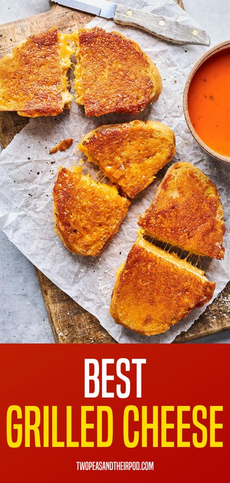 Tips on how to make the BEST grilled cheese! This grilled cheese is made with hearty sourdough bread and has a Parmesan cheese crust on one side, a crispy cheddar cheese crust on the other, and lots of cheese on the inside. Grilled Cheese With Cheese On Outside, Parm Crusted Grilled Cheese, Grilled Cheese On Ciabatta Bread, Best Sourdough Grilled Cheese, Grilled Cheese With Parmesan Crust, Parmesan Crusted Grilled Cheese Sandwich, Challah Grilled Cheese, Cheese Crusted Grilled Cheese, Rye Bread Grilled Cheese