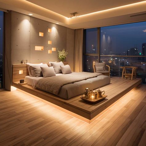 Badroom Bad Idea For Couple Modern, Royal Modern Bedroom, Pretty Master Bedrooms, Living Bedroom Combo Ideas, Simple Hotel Room Design, Modern Bedroom Ideas Contemporary, Spacious Bedroom Ideas, Modern Villa Bedroom, Master Bedrooms Decor Modern Luxury