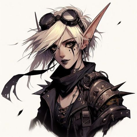 Fantasy Study, Steampunk Elf, Steampunk Mechanic, Dnd Elves, Viking Character, Roll Play, Random Character, Humanoid Creatures, Dnd Ideas