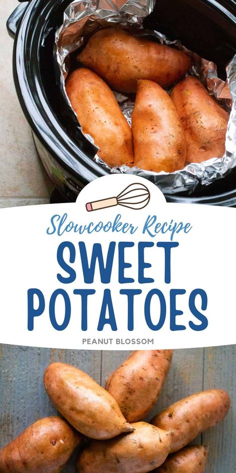 Slow Cooker Sweet Potatoes Healthy Lunch For School, Sweet Sides, Crockpot Sides, Crock Pot Sweet Potatoes, Ic Recipes, Vegetables Recipes, Cooking Sweet Potatoes, Potato Recipe, Crock Pot Slow Cooker