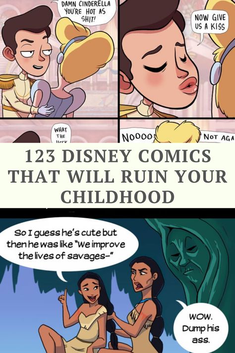 Disney Princess Comics Funny, Bored Panda Comics, Interesting Character Design, Princess Character Design, Disney Sayings, Twisted Princesses, Tv Show Characters, Disney Princess Comics, Cute Comic