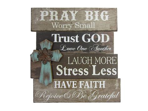 Young's 15287 Wood Pray Big Wall Sign with Cross, 21.75" #ad #afflink #PalletArt #PalletProjects #HomeDecor #FarmhouseDecor #FrenchCountryDecor #RusticDecor Pray Big, Popular Woodworking Projects, Cross Wall Art, Diy Pallet Sofa, Diy Outdoor Table, Used Pallets, Floor Cabinet, Cross Wall, Wood Cross