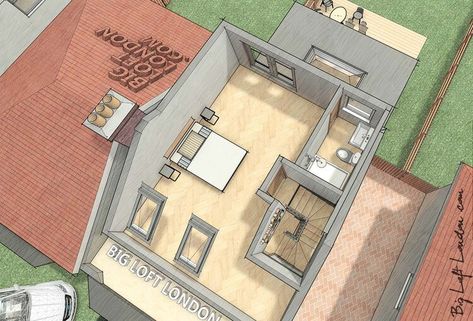 Attic Extension Loft Conversions, Dorma Loft Bedroom Ideas, 2 Bed Loft Conversion Plans, Loft Conversion 1930s Semi, Hip To Gable Dormer Loft Conversion, Loft Conversion Plans Layout, Loft Conversion Studio Flat, Loft Landing Ideas, Terraced Loft Conversion