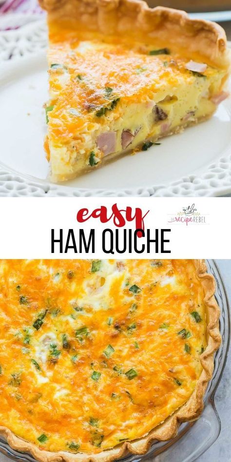 How To Make A Quiche Breakfast, Easy Dinners With Ham, Breakfast Kiesh Recipes Eggs, Leftover Ham Quiche Recipes, Ham And Cheese Quiche Pioneer Woman, Egg And Ham Quiche, Ham Swiss Quiche Recipes, Egg Breakfast Quiche, Breakfast Keish Recipe Eggs