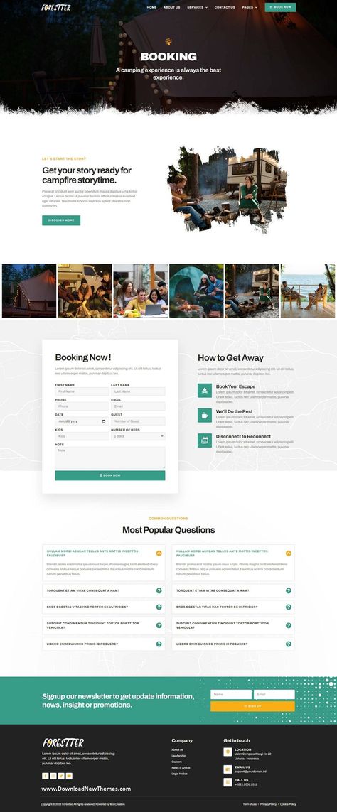 Forestter - Camping & Adventure Elementor Template Kit is a clean, elegant and modern design premium elementor template kit for camping, outdoor adventure, hiking, nature experience, park, camping, travel, glamping and any business or services that offers outdoor activities professional website. It has beautiful homepage layouts, 12+ pre-designed pages and sections can be imported into your website on WordPress in just a few clicks to download now & live preview click on image 👆 Camping Website Design, Adventure Website, Conference Invitation, Business Conference, Booking Website, Ui Design Website, Hiking Nature, Adventure Hiking, Tourism Website