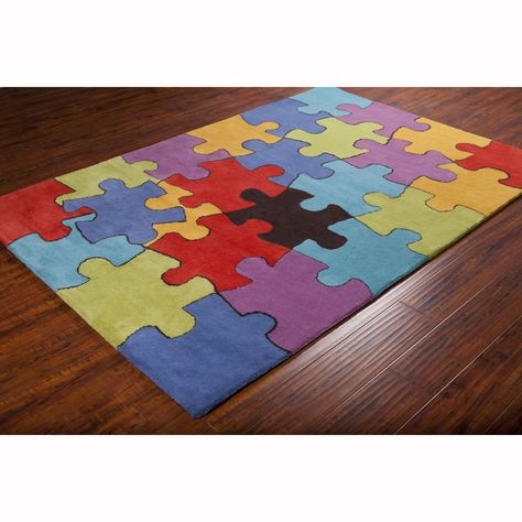 Clown Room, Puzzle Rug, Rugs Abstract, Basement Playroom, Future Teacher, Sensory Room, 6x9 Rugs, Puzzle Design, Online Home Decor Stores