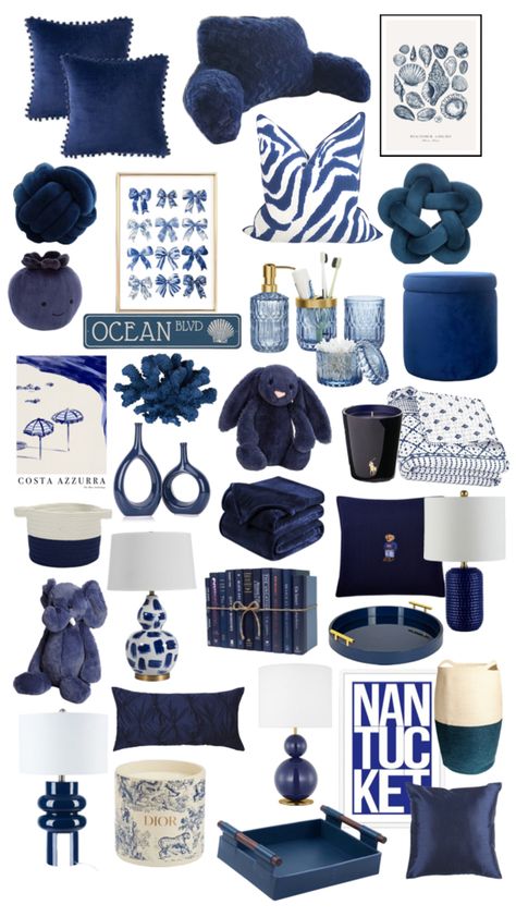 Blue Room Themes, Navy Room Decor, Navy Blue Rooms, Apartment Ideas Living Room, Living Room 2024, Blue Dorm, Blue Room Decor, Room Wishlist, White Room Decor