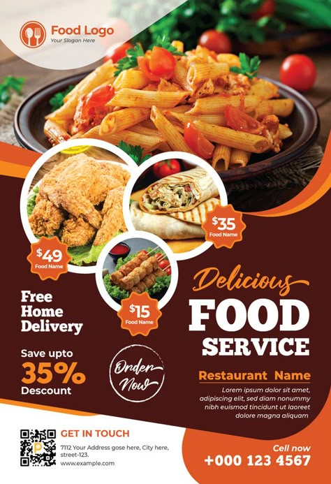 Template For Graphic Design, Restaurant Brochure Design Layout, Restaurant Pamphlet Design, Restaurants Flyer Design, Flyers Food Design, Fast Food Flyer Design, Restaurant Flyer Design Ideas Creative, Flyer Design Restaurant, Flyer And Poster Design Template