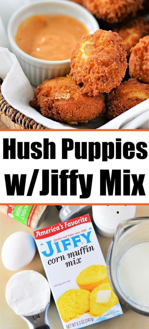 Hush puppies are the perfect side or appetizer that everyone will love. And with this recipe, you can make homemade hush puppies with Jiffy mix so you can save time. Try this easy and simple hush puppies recipe today! Jiffy Hush Puppies, Hush Puppies Recipe Jiffy, Hush Puppies Recipe With Corn, Cornbread Bites, Baked Hush Puppies, Homemade Hushpuppies, Easy Hush Puppy Recipe, Homemade Hush Puppies, Jiffy Mix Recipes