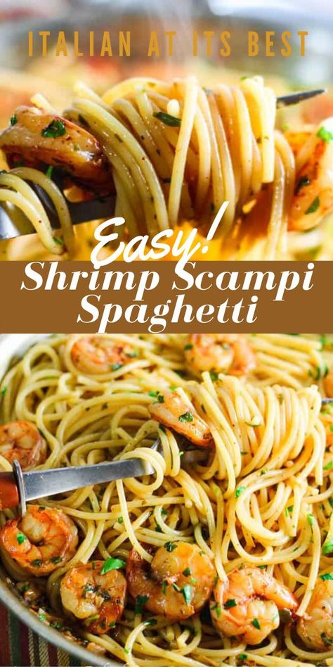 Shrimp Scampi Spaghetti, Eating European, Easy Shrimp Scampi, Italian Pasta Dishes, Best Seafood Recipes, Shrimp Recipes For Dinner, Healthy Shrimp, Best Pasta Recipes, Spaghetti Recipe