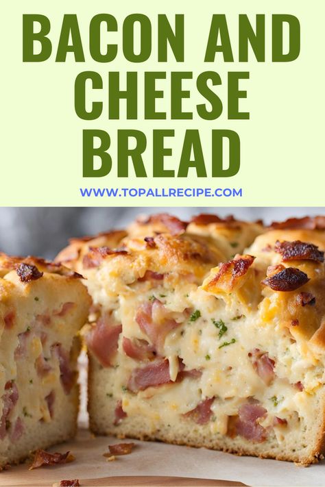 Bacon and cheese bread is a savory delight, blending crispy bacon and gooey cheese into a soft, freshly baked loaf. The smoky flavor of bacon complements the creamy cheese, creating a satisfying bite. Perfect as a side dish, appetizer, or snack, it’s irresistible and sure to please any crowd. Bacon Egg And Cheese Bread, Bacon And Cheese Bread, Bacon Cheese Bread, Bacon Bread Recipe, Bacon Bread, Cheese Bread Recipe, Bacon And Cheese, Bacon Egg And Cheese, Gooey Cheese