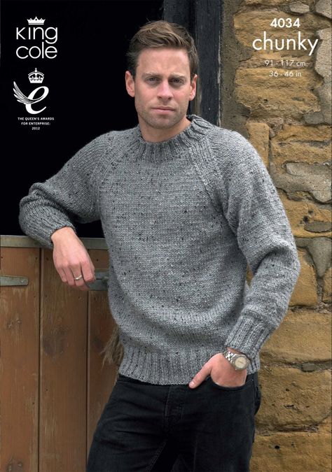 Mens Knit Sweater Pattern, Sweater And Cardigan, Mens Knit Sweater, Tweed Yarn, Jumper Knitting Pattern, Chunky Knitting Patterns, Jumper Patterns, Chunky Knitting, Knit Basket