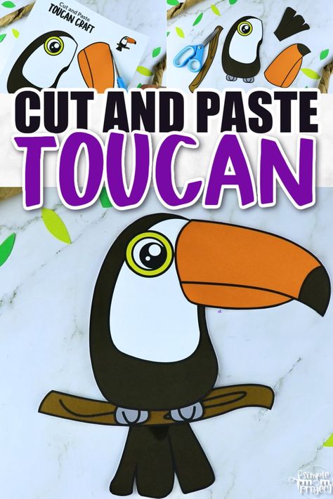 Toucan Crafts Preschool, Toucan Coloring Page, Toucan Preschool Craft, Rainforest Animals Crafts, Toucan Craft, Elementary School Activities, Jungle Crafts, Toucan Art, Bird Template