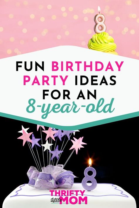 Plan an awesome birthday party for kids with these fun ideas. Whether you want to have an outdoor party at home in your own backyard or go to a fun location, these decorations, activities, and simple food ideas are perfect for boys and girls to celebrate their 8th birthday! 8yr Birthday Party Ideas, Girls Home Birthday Party Ideas, 8 Birthday Theme, Birthday Party Ideas 8 Girl, 8th Birthday Party Ideas For A Girl, Its Great To Be 8 Birthday Party, Crazy 8 Birthday Party, 8 Yr Birthday Party Ideas, 7 Year Birthday Party Ideas At Home