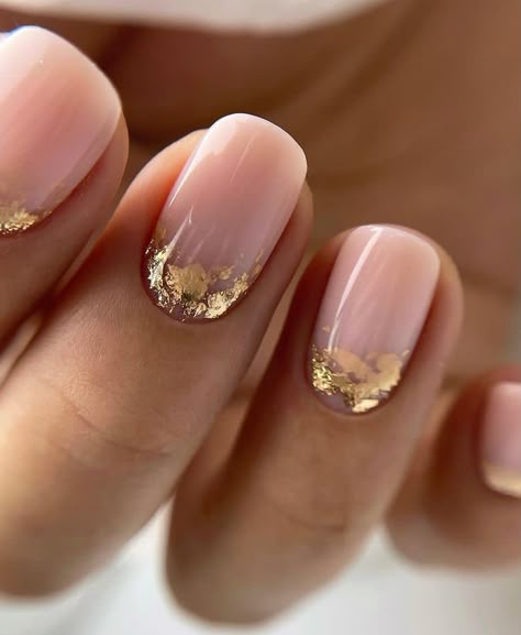 Her Nails, Foil Nails, Neutral Nails, Bridal Nails, Elegant Nails, Classy Nails, Chic Nails, Short Acrylic Nails, Gold Nails