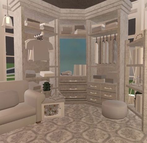 Bloxburg House Ideas Master Room, Bloxburg Kitchen Ideas Modern Big, Luxury Bedroom Master Bloxburg, Bloxburg Upstairs Ideas, Bloxburg Interior Ideas Hallway, Bloxburg Wardrobe Ideas, Bloxburg Walk In Closet Ideas, Closet Ideas Bloxburg, Bloxburg Fireplace Ideas