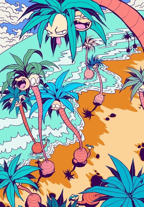 Alolan Exeggutor, All The Pokemon, Pokemon Backgrounds, Pokemon Poster, Cool Pokemon Wallpapers, Pokemon Images, Type Pokemon, Pokemon Drawings, All Pokemon