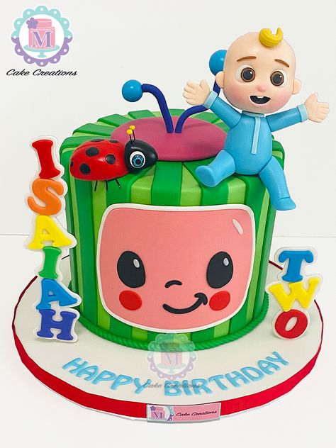 Cocomelon Room Ideas, Cocomelon Number Cake, Cocomelon Cake Ideas For Boy, Cocomelon Fondant Cake, Simple Cocomelon Cake, Cocomelon Birthday Cake Boy, Cocomelon Cake Ideas, Coco Melon Cake, Cocomelon Birthday Cake