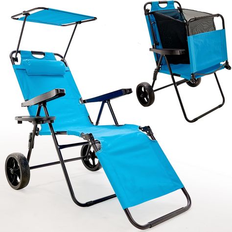 PRICES MAY VARY. ⛵【Customer-Centric Design】Our beach cart chair has an adjustable sunshade, ensuring shelter from direct sunlight. Large wheels suitable for various terrains, including beaches, grasslands, and dirt, facilitating easy mobility. ⛵【5 Positions Adjustable】The folding beach wagon chair comes with 5 adjustable positions, equipped for both sitting and reclining, catering to diverse relaxation needs. ⛵【2-in-1 Functionality】With its innovative design, our tall beach chair seamlessly tran Chair With Canopy, Chairs With Wheels, Tanning Chair, Beach Chair With Canopy, Beach Lounge Chair, Beach Wagon, Beach Cart, Folding Lounge Chair, Folding Beach Chair