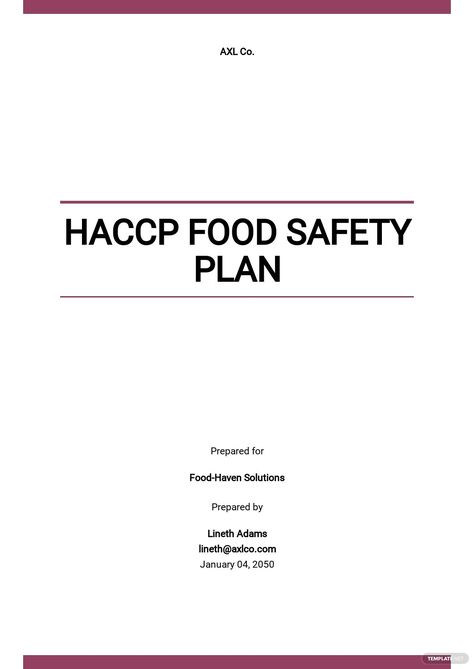 Haccp Plan Food Safety Template, Haccp Templates, Haccp Plan Food Safety, Safety Plan Template, Good Schedule, Food Truck Business Plan, Food Safety Training, Restaurant Business Plan, Safety Plan