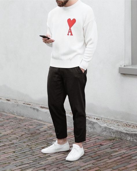 Common Projects Outfit Men, Common Projects Outfit, Sneakers Outfit Men, Techwear Fashion, Daily Outfit Inspiration, Sweater Season, Sneakers Looks, Common Projects, Influencers Fashion